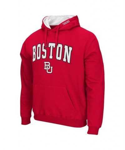 Men's Red Boston University Arch and Logo Pullover Hoodie $26.40 Sweatshirt