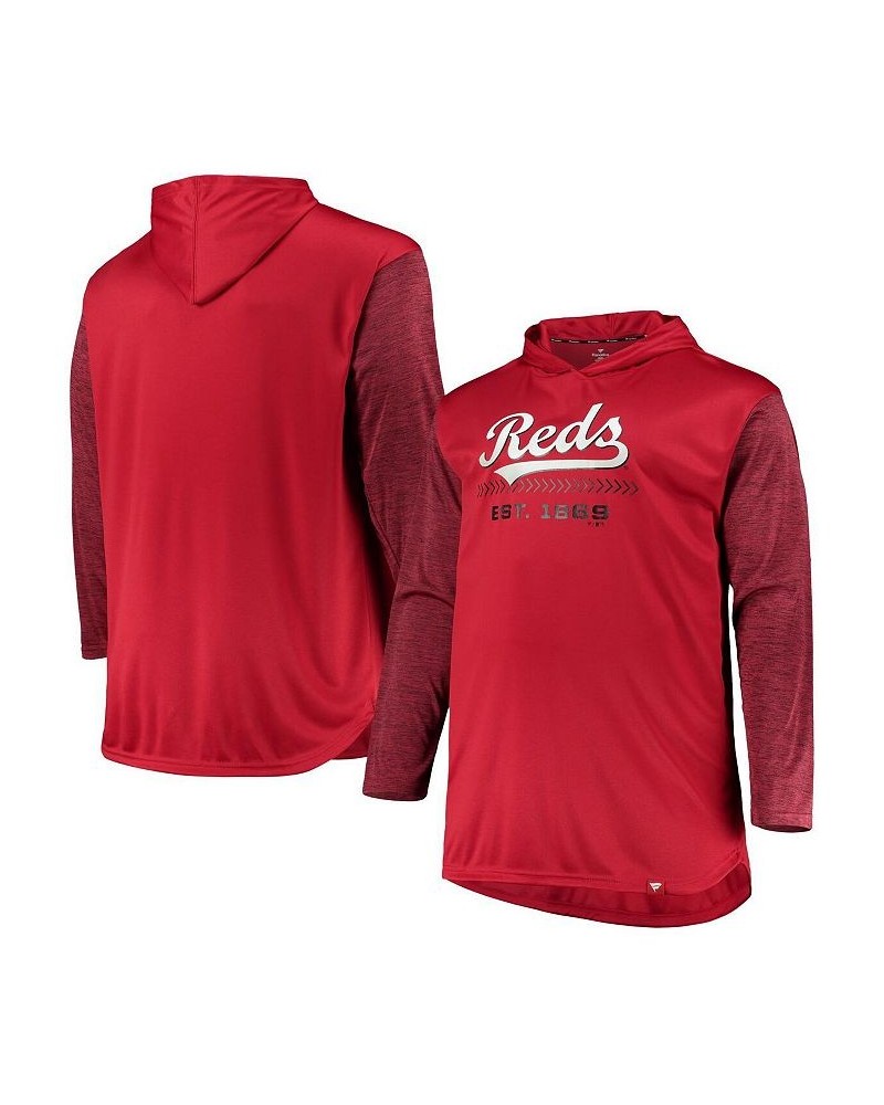 Men's Red and Heathered Red Cincinnati Reds Big and Tall Wordmark Club Pullover Hoodie $42.11 Sweatshirt