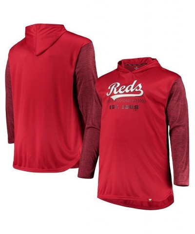 Men's Red and Heathered Red Cincinnati Reds Big and Tall Wordmark Club Pullover Hoodie $42.11 Sweatshirt