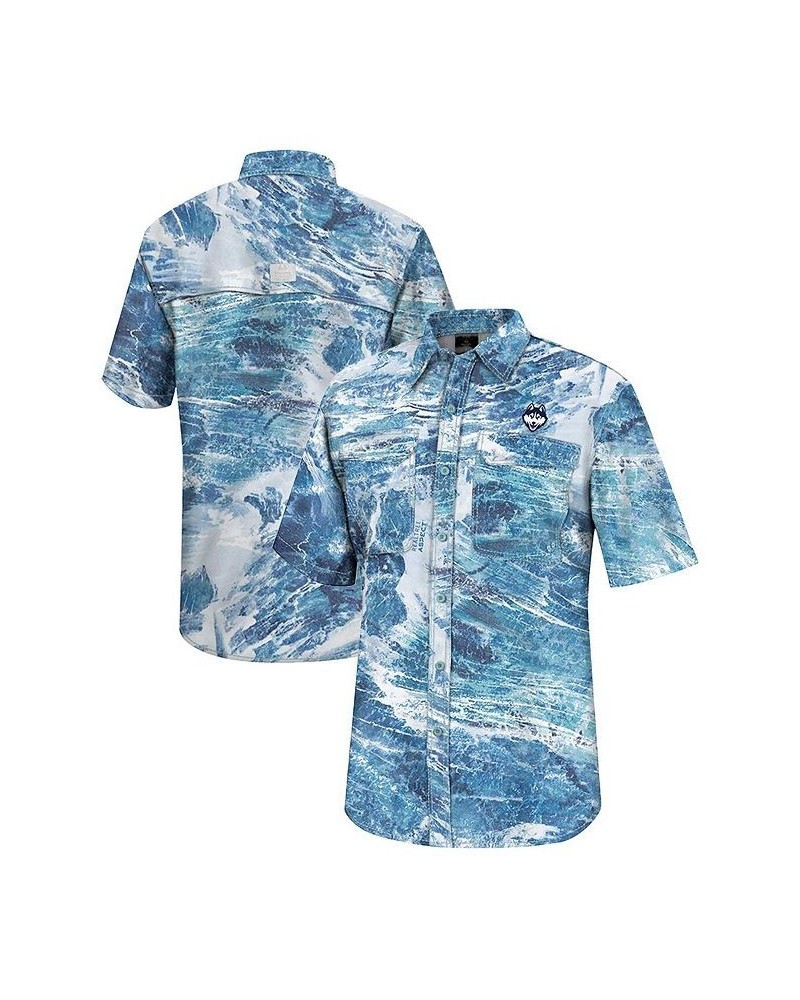 Men's Blue UConn Huskies Realtree Aspect Charter Full-Button Fishing Shirt $39.74 Shirts