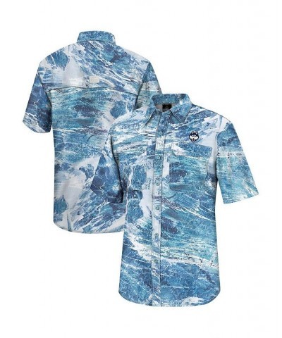 Men's Blue UConn Huskies Realtree Aspect Charter Full-Button Fishing Shirt $39.74 Shirts