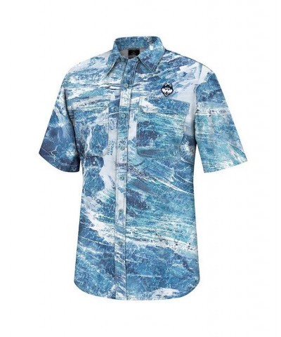 Men's Blue UConn Huskies Realtree Aspect Charter Full-Button Fishing Shirt $39.74 Shirts