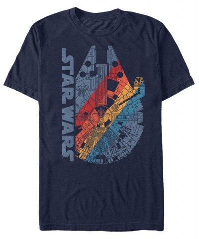 Star Wars Men's Classic Rainbow Millennium Falcon Logo Short Sleeve T-Shirt Blue $15.40 T-Shirts