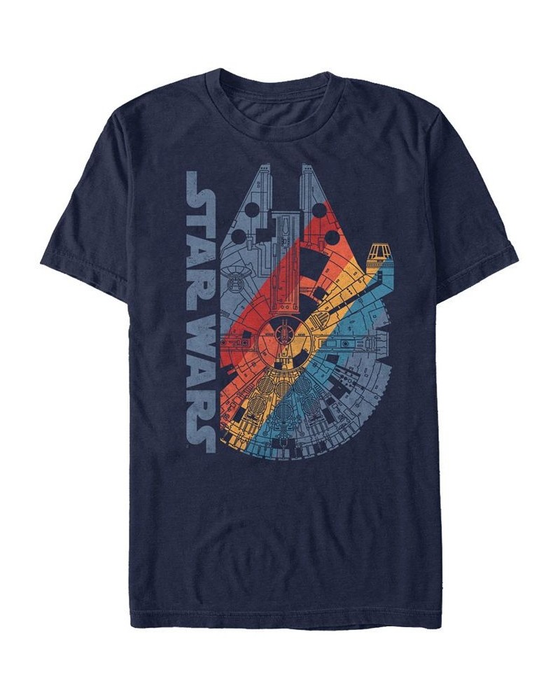 Star Wars Men's Classic Rainbow Millennium Falcon Logo Short Sleeve T-Shirt Blue $15.40 T-Shirts