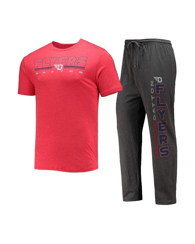 Men's Heathered Charcoal and Red Dayton Flyers Meter T-shirt and Pants Sleep Set $24.75 Pajama