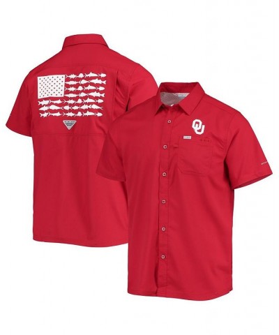 Men's PFG Crimson Oklahoma Sooners Slack Tide Camp Button-Up Shirt $31.50 Shirts