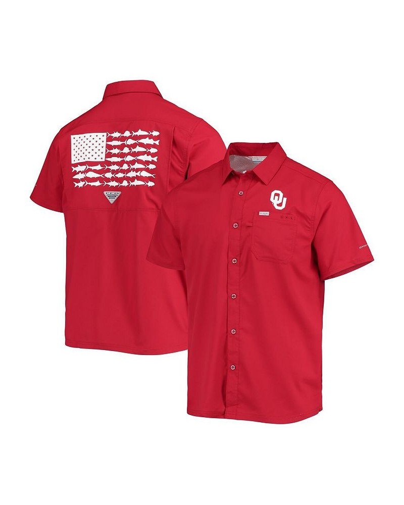 Men's PFG Crimson Oklahoma Sooners Slack Tide Camp Button-Up Shirt $31.50 Shirts