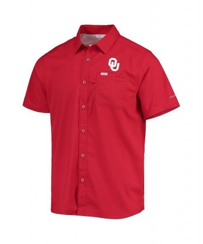 Men's PFG Crimson Oklahoma Sooners Slack Tide Camp Button-Up Shirt $31.50 Shirts