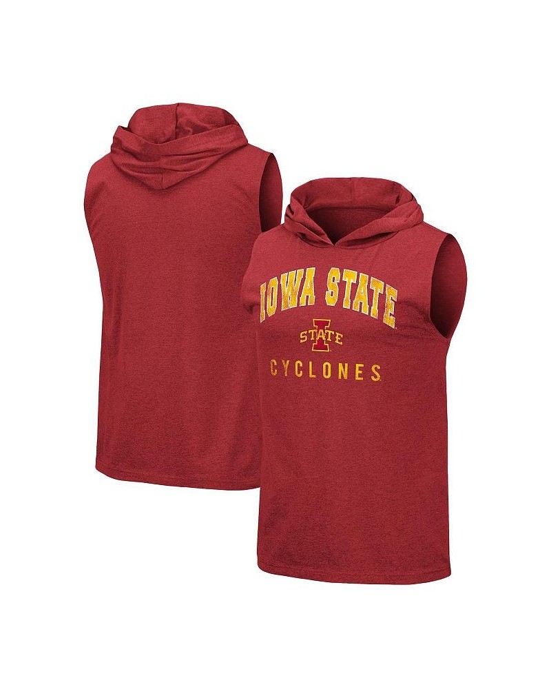 Men's Heathered Cardinal Iowa State Cyclones Varsity Hoodie Tank Top $17.60 T-Shirts