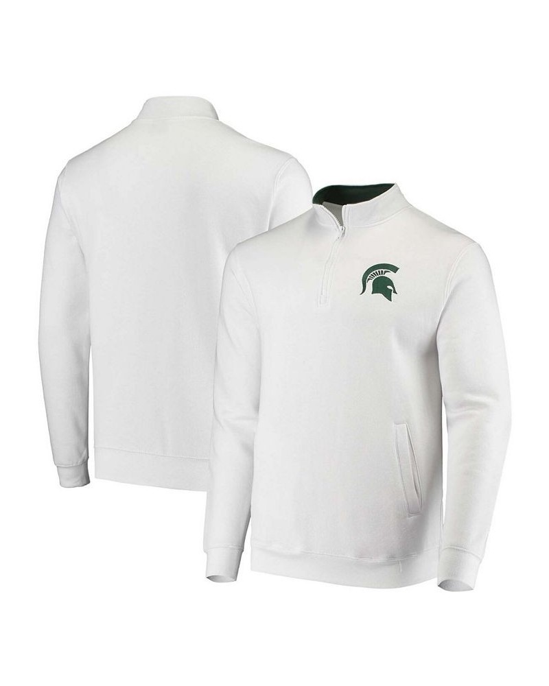 Men's White Michigan State Spartans Tortugas Logo Quarter-Zip Jacket $32.99 Sweatshirt