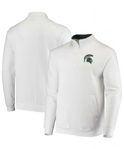 Men's White Michigan State Spartans Tortugas Logo Quarter-Zip Jacket $32.99 Sweatshirt