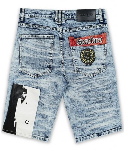 Men's Scarface Denim Shorts Blue $27.73 Shorts