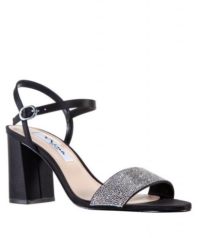 Women's Haven Block Heel Evening Sandals Black $53.41 Shoes