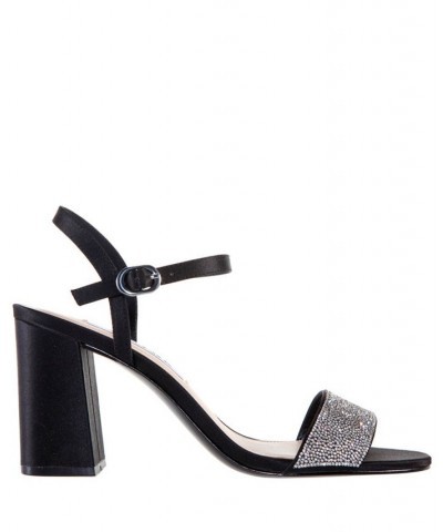 Women's Haven Block Heel Evening Sandals Black $53.41 Shoes