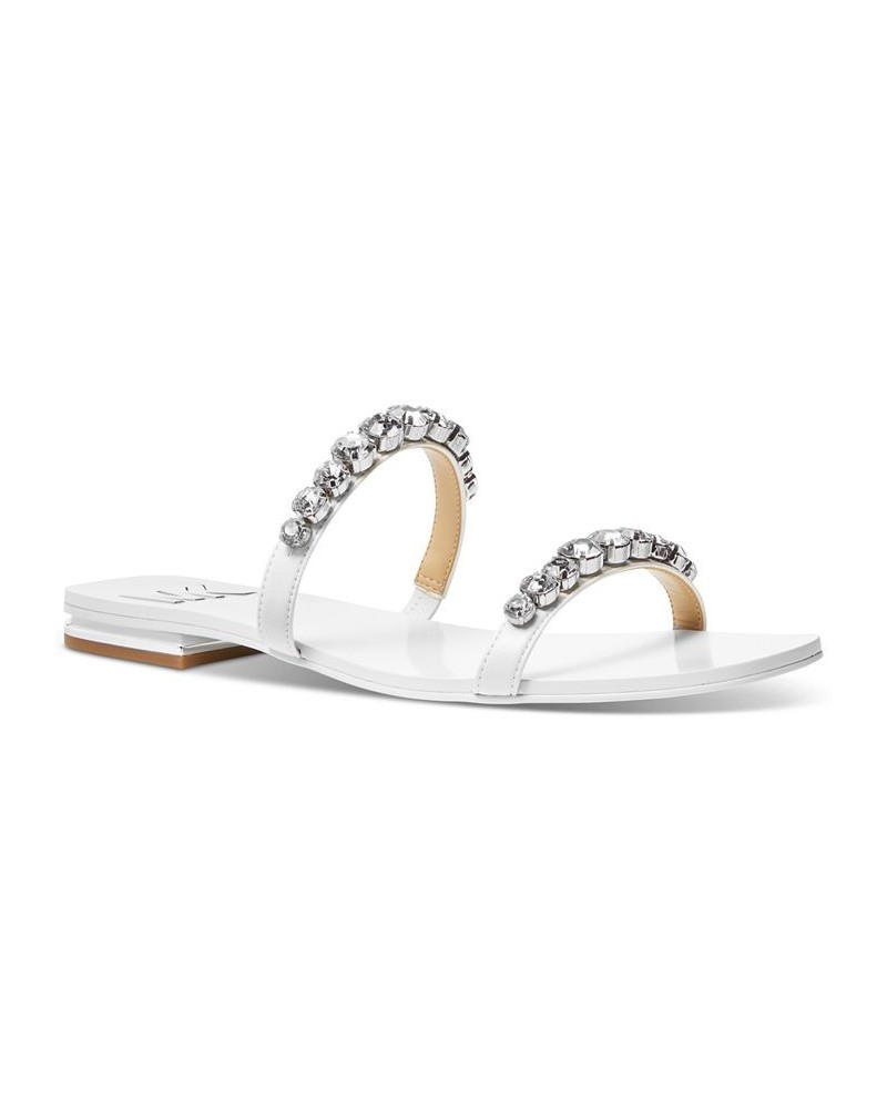 Women's Jessa Rhinestone Slip-On Double Strap Slide Sandals White $64.75 Shoes