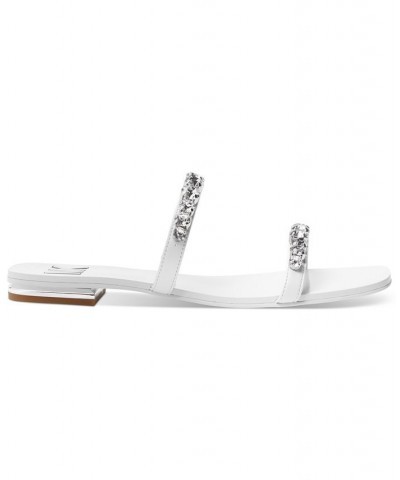 Women's Jessa Rhinestone Slip-On Double Strap Slide Sandals White $64.75 Shoes