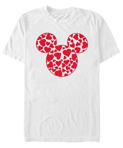 Men's Mickey Hearts Fill Short Sleeve Crew T-shirt White $15.75 T-Shirts