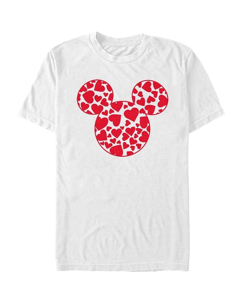 Men's Mickey Hearts Fill Short Sleeve Crew T-shirt White $15.75 T-Shirts