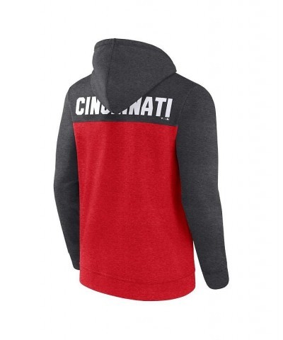 Men's Branded Heathered Red, Heathered Charcoal Cincinnati Reds Blown Away Full-Zip Hoodie $36.00 Sweatshirt