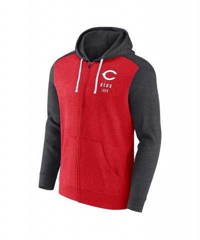 Men's Branded Heathered Red, Heathered Charcoal Cincinnati Reds Blown Away Full-Zip Hoodie $36.00 Sweatshirt