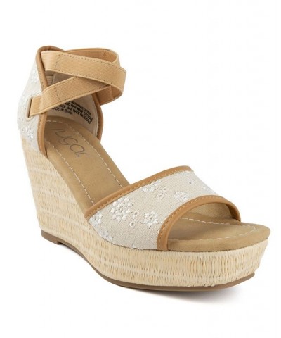 Women's Harlow Wedge Sandals White $18.49 Shoes