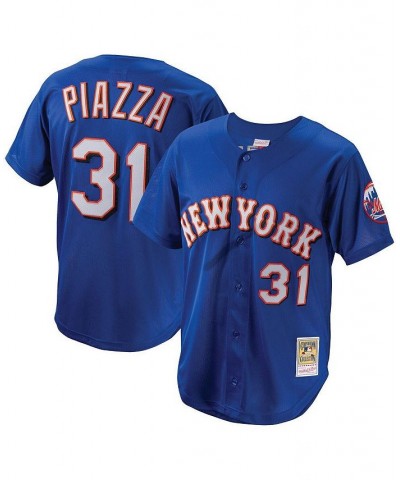 Men's Mike Piazza Royal New York Mets Cooperstown Collection Mesh Batting Practice Button-Up Jersey $57.40 Jersey