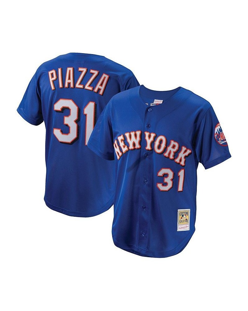 Men's Mike Piazza Royal New York Mets Cooperstown Collection Mesh Batting Practice Button-Up Jersey $57.40 Jersey