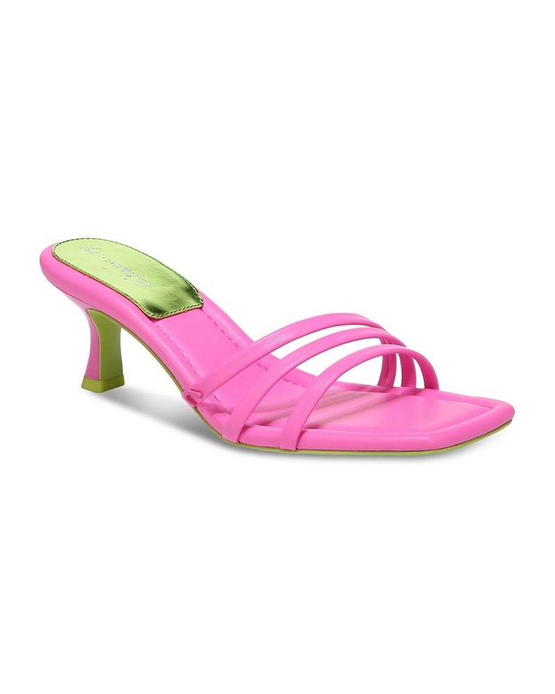 Cecily Strappy Kitten-Heel Sandals Pink $39.60 Shoes