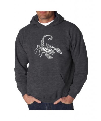 Men's Word Art Hooded Sweatshirt - Types of Scorpions Gray $25.20 Sweatshirt