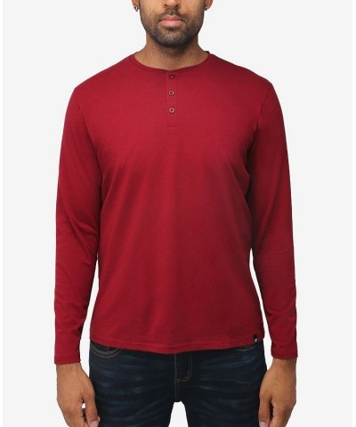 Men's Soft Stretch Henley Neck Long Sleeve T-shirt PD10 $22.05 T-Shirts
