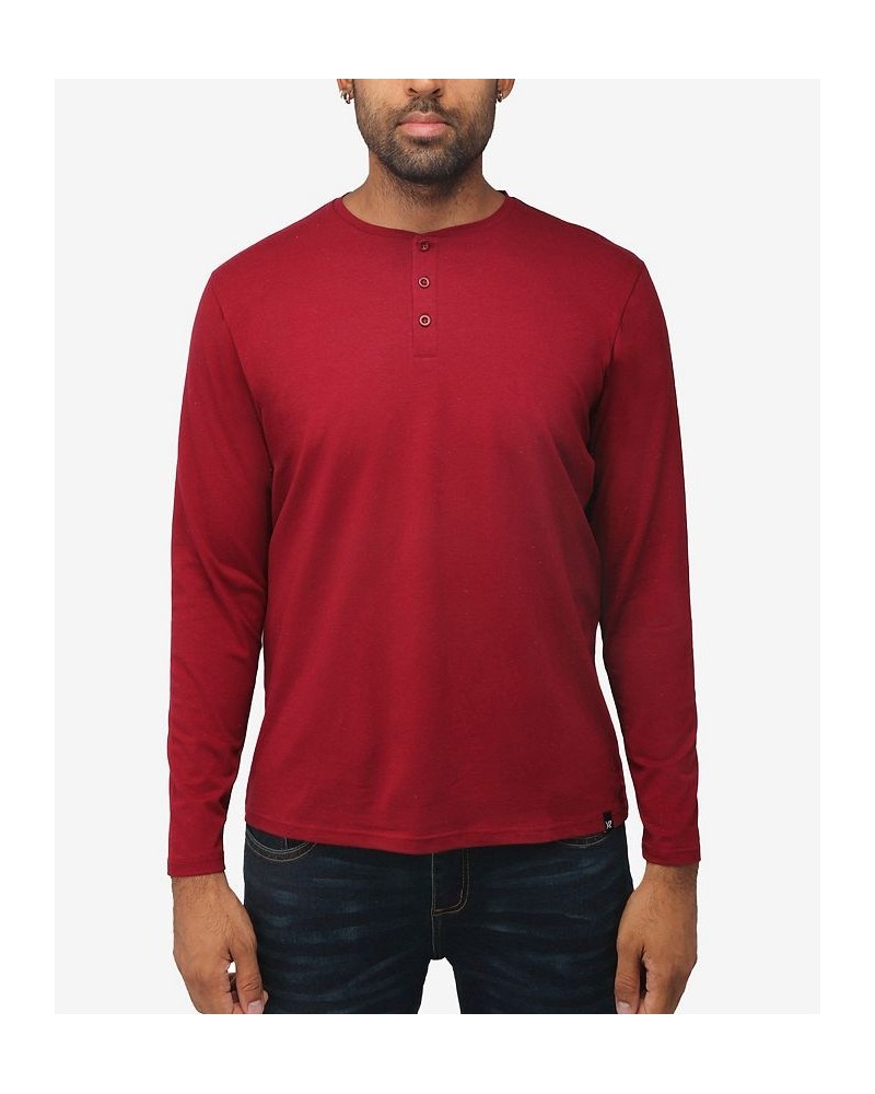 Men's Soft Stretch Henley Neck Long Sleeve T-shirt PD10 $22.05 T-Shirts