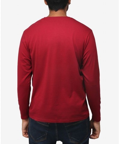 Men's Soft Stretch Henley Neck Long Sleeve T-shirt PD10 $22.05 T-Shirts