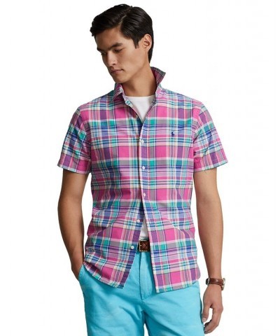 Men's Classic-Fit Plaid Oxford Shirt Blue/Red Multi $55.00 Shirts