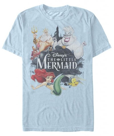 Men's Watercolor Mermaid Short Sleeve Crew T-shirt Blue $15.40 T-Shirts