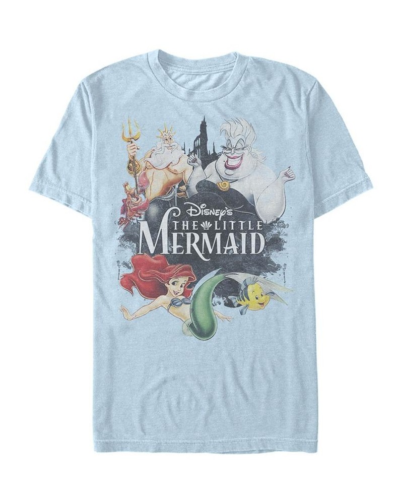 Men's Watercolor Mermaid Short Sleeve Crew T-shirt Blue $15.40 T-Shirts