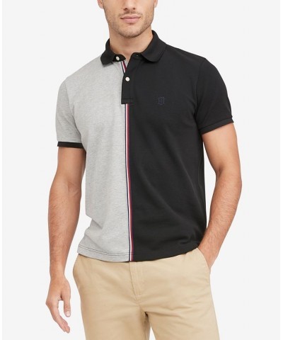 Men's Vertical Block Global Stripe Regular Fit Short Sleeve Polo Shirt Gray $24.82 Polo Shirts