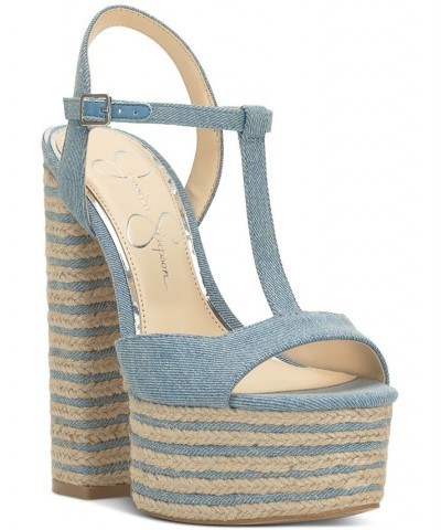 Women's Ameeka Ankle-Strap Platform Sandals Blue $46.44 Shoes