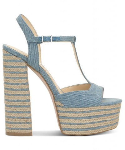 Women's Ameeka Ankle-Strap Platform Sandals Blue $46.44 Shoes