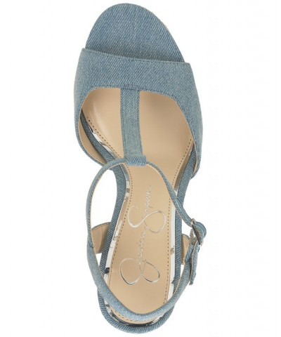 Women's Ameeka Ankle-Strap Platform Sandals Blue $46.44 Shoes