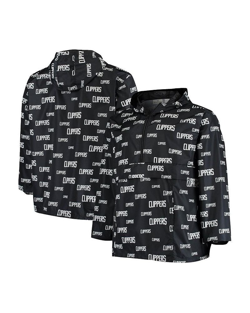 Men's Branded Black LA Clippers Big and Tall Allover Print Anorak Half-Zip Jacket $28.49 Jackets