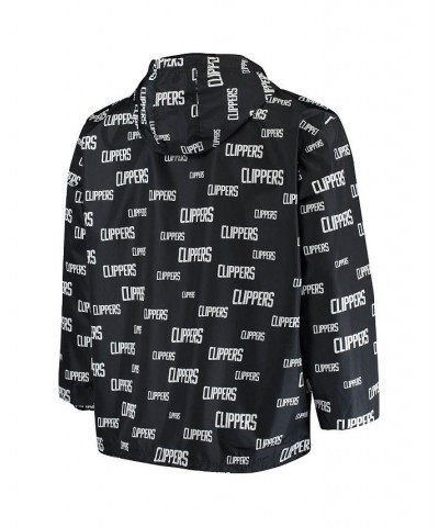 Men's Branded Black LA Clippers Big and Tall Allover Print Anorak Half-Zip Jacket $28.49 Jackets