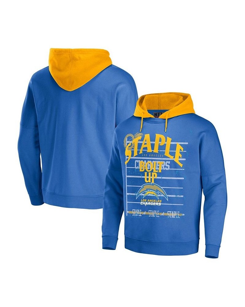 Men's NFL X Staple Blue Los Angeles Chargers Oversized Gridiron Vintage-Like Wash Pullover Hoodie $37.95 Sweatshirt