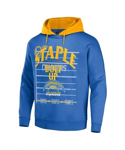 Men's NFL X Staple Blue Los Angeles Chargers Oversized Gridiron Vintage-Like Wash Pullover Hoodie $37.95 Sweatshirt