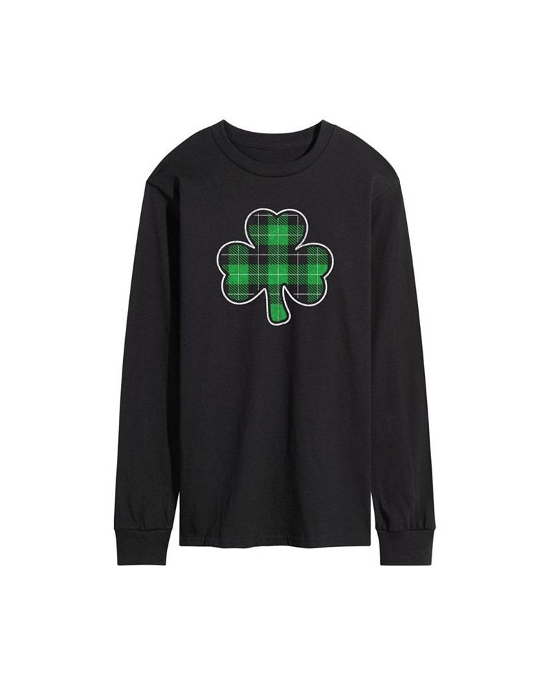 Men's Plaid Clover Long Sleeves T-shirt Black $20.64 T-Shirts