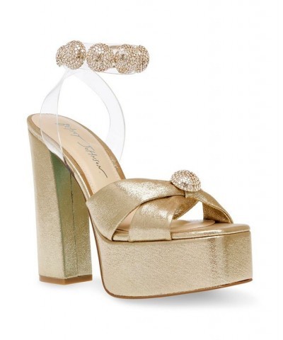 Women's Mason Platform Evening Sandals Yellow $64.07 Shoes