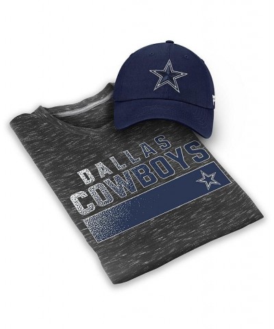 Men's Branded Heathered Gray and Navy Dallas Cowboys T-shirt and Adjustable Hat Set $16.00 T-Shirts