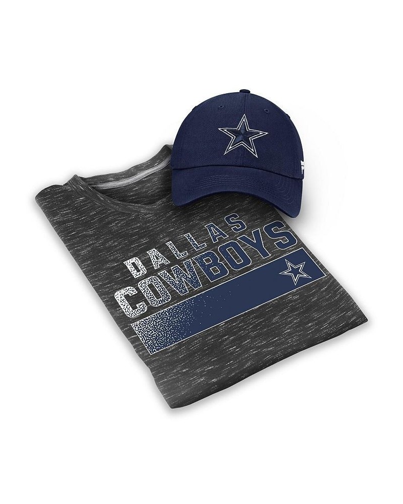 Men's Branded Heathered Gray and Navy Dallas Cowboys T-shirt and Adjustable Hat Set $16.00 T-Shirts