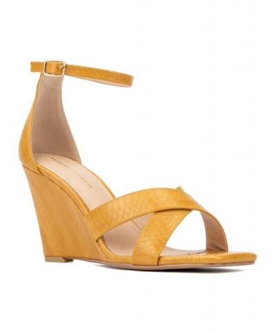 Women's Marcie Wide Width Heels Sandals Yellow $32.78 Shoes