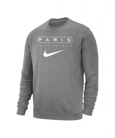 Men's Heather Gray Paris Saint-Germain Lockup Club Pullover Sweatshirt $36.75 Sweatshirt