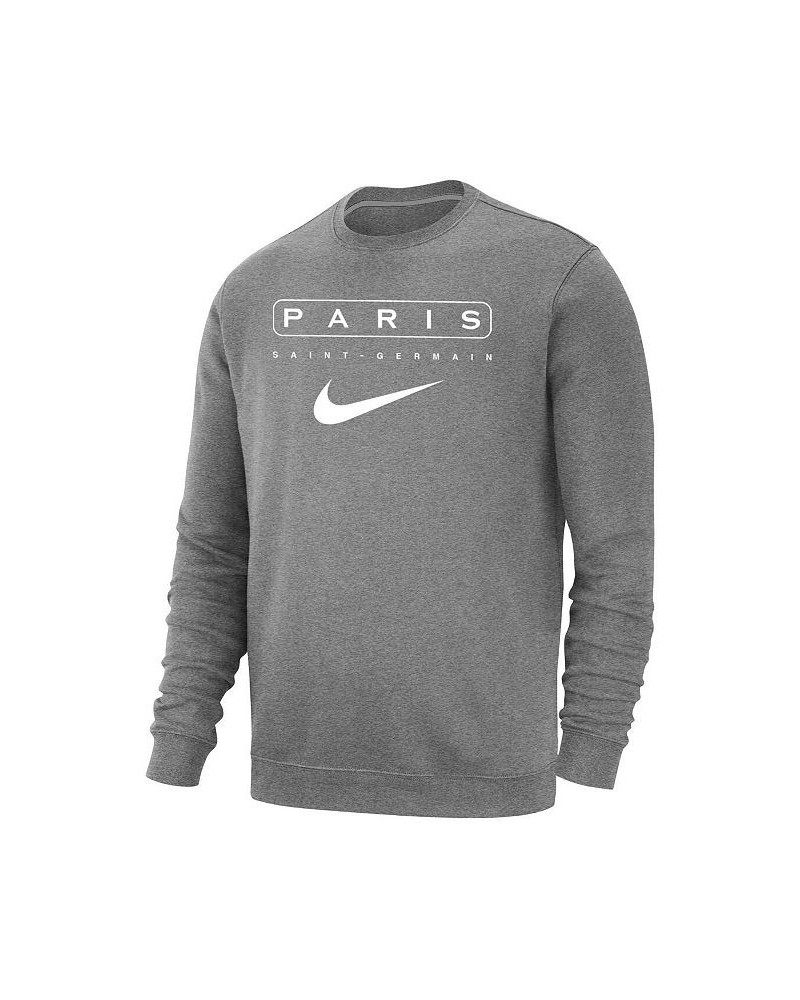 Men's Heather Gray Paris Saint-Germain Lockup Club Pullover Sweatshirt $36.75 Sweatshirt